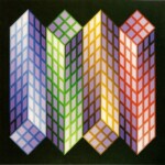 Victor Vasarely - 1969 Victor Vasarely 1969 Torony-Nagy Acrylic on Canvas - 1969